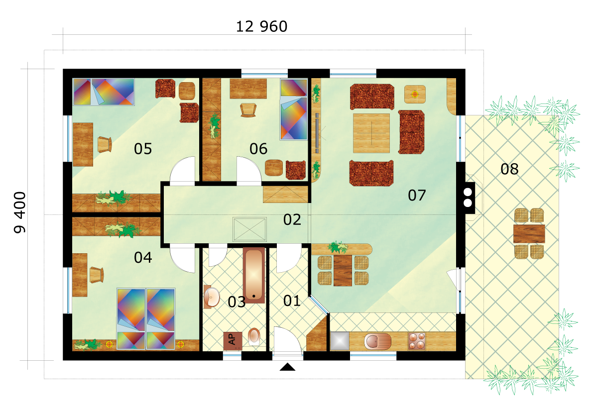 Kedvelt családi ház három hálószobával - alaprajza