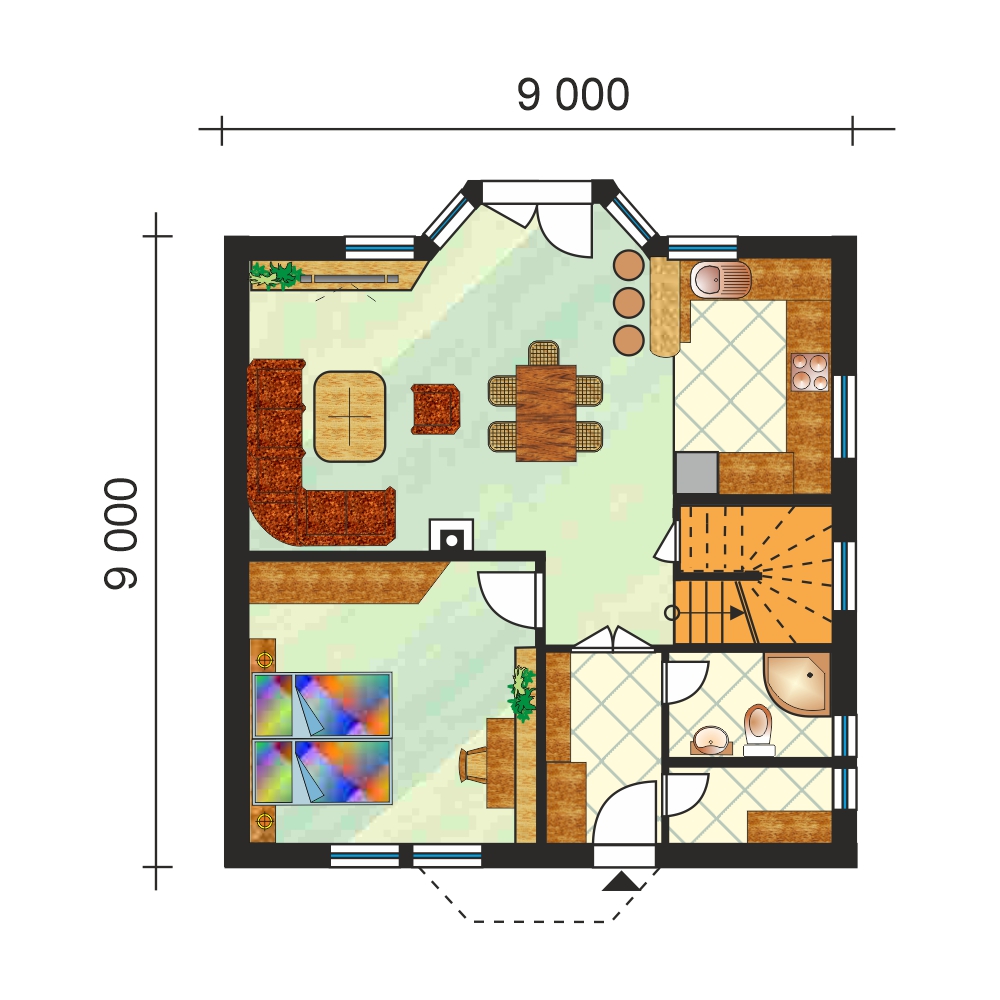Négy hálószobás ház – sz.2 - alaprajz - földszint