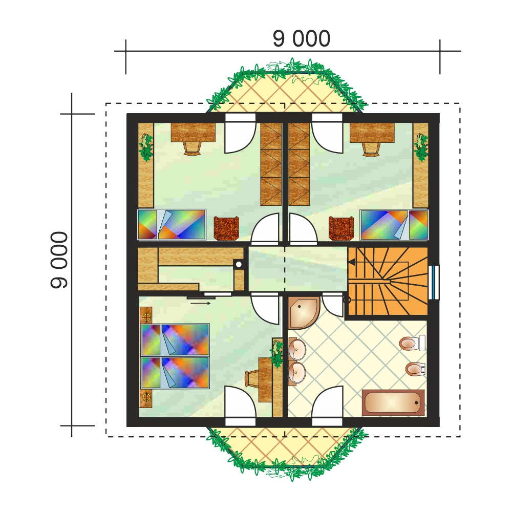 Négy hálószobás ház – sz.2 - alaprajz - emelet
