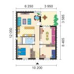 Három hálószobás L alakú földszinti ház alaprajza - sz.10