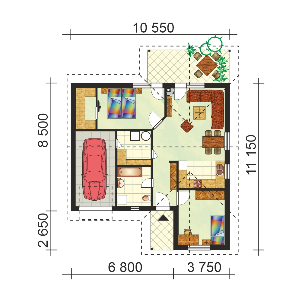 Három hálószobás ház garázzsal - sz.24 - alaprajz