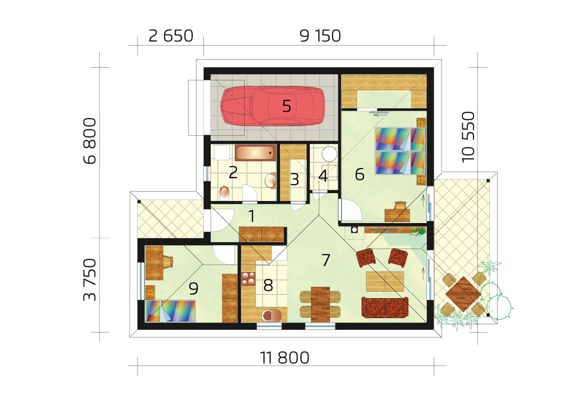 Három hálószobás ház garázzsal - sz.24, alaprajza