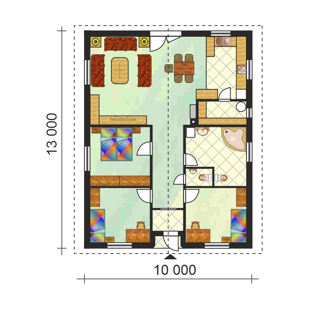 Három hálószobás családi ház nagy kamrával - sz.37 - alaprajz