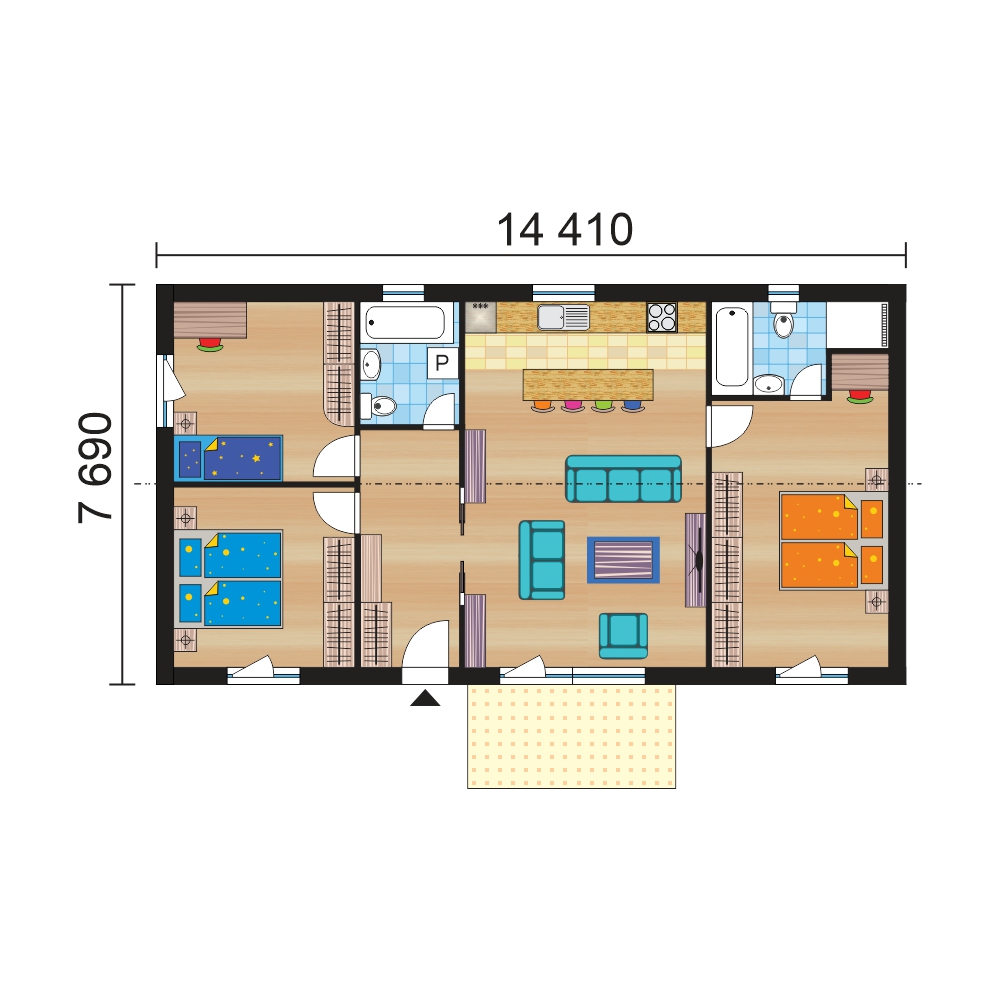 Három hálószobás bungaló alaprajza - sz.41