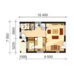 Kétszintes családi ház szűk telekre - sz. 56 - földszint alaprajz