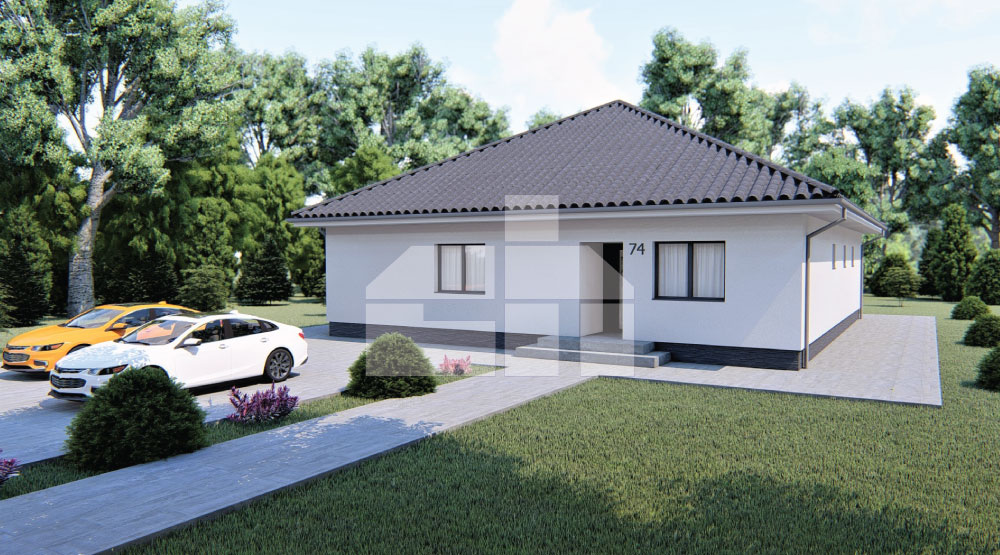 Nagyméretű, 5 szobás bungaló kontyolt tetővel - sz.74