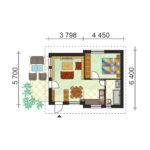 2 szobás moduláris ház, alaprajza - M2