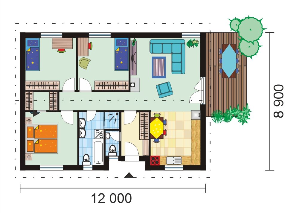 Háromszobás családi ház alaprajza - eco szint - sz.31
